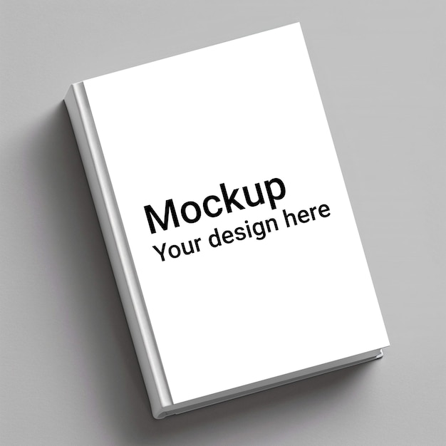 Mockup of white book on gray background