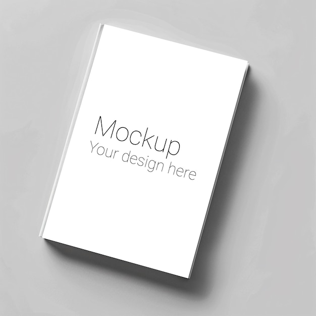 Mockup of white book on gray background