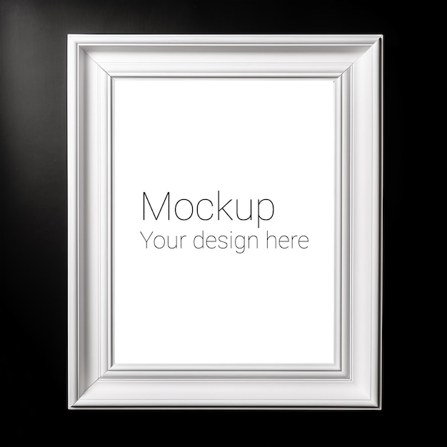 Mockup of white frame for poster or photo on black background