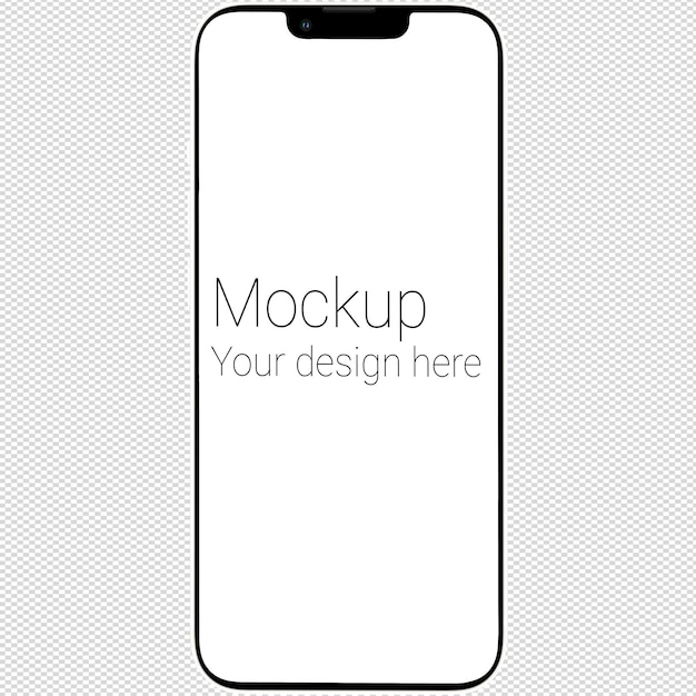 PSD mockup of white smartphone similar to iphone 13 without background