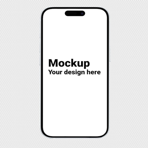 PSD mockup of white smartphone similar to iphone 15 without background