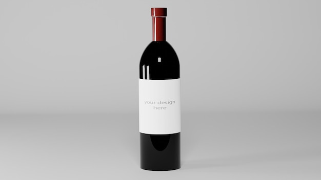 PSD mockup of a wine bottle with editable tag on a white clean background