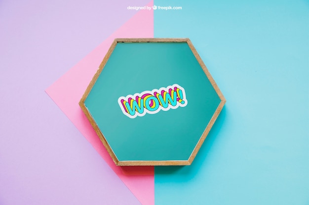 Mockup with hexagonal frame