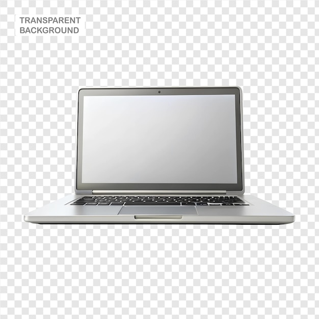 PSD a mockupstyle laptop with an aluminium shell and a blank white screen isolated notebook