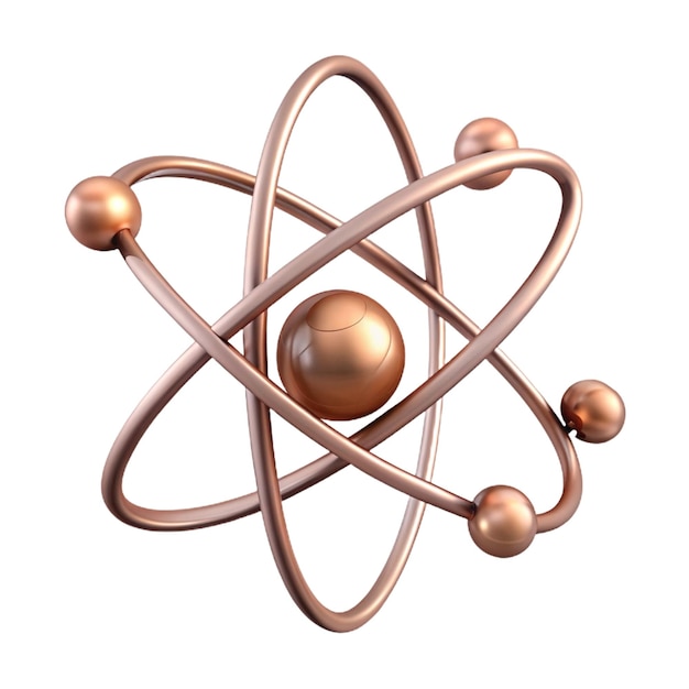 a model of a atom that has a copper colored core