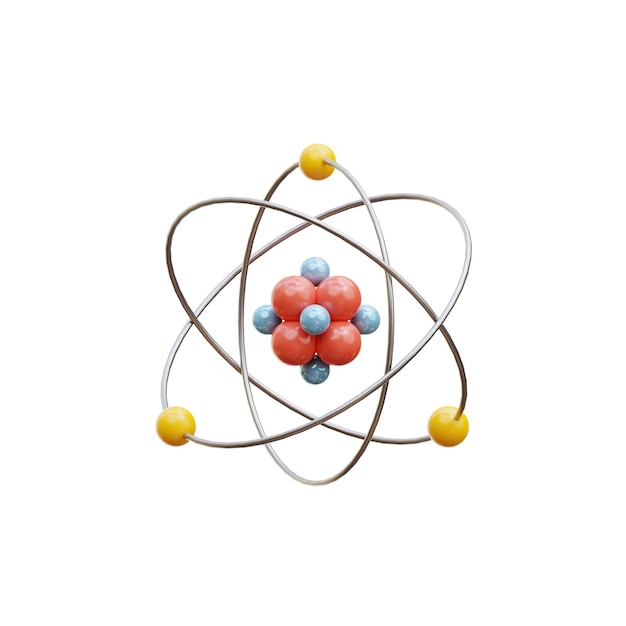 A model of a atom with the atomic symbol in the center.