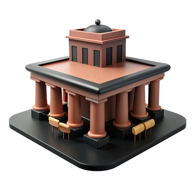 a model of a building with a black base and a black base