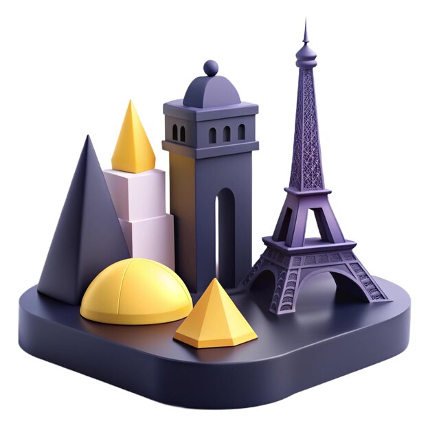 PSD a model of the eiffel tower is shown in a circle