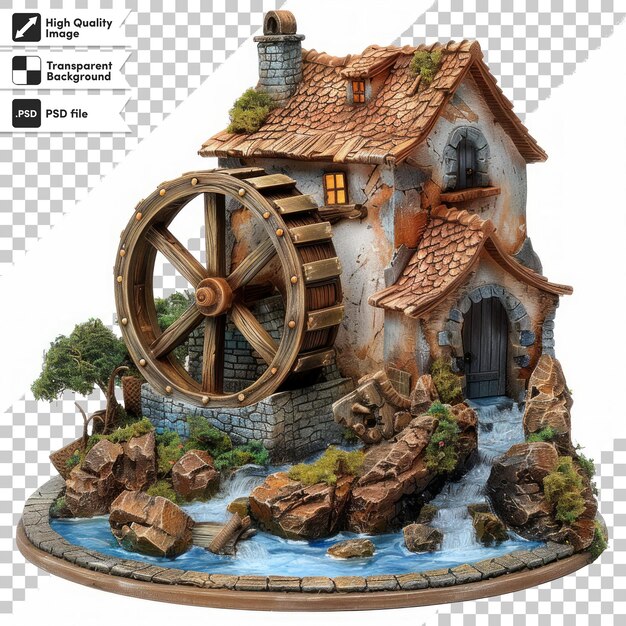 a model of a house with a wheel and a wheel