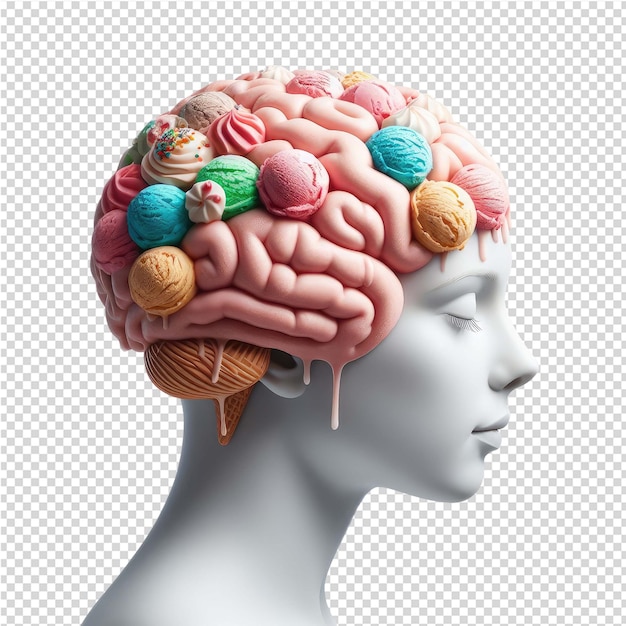 PSD a model of a human brain with different colored candies on it