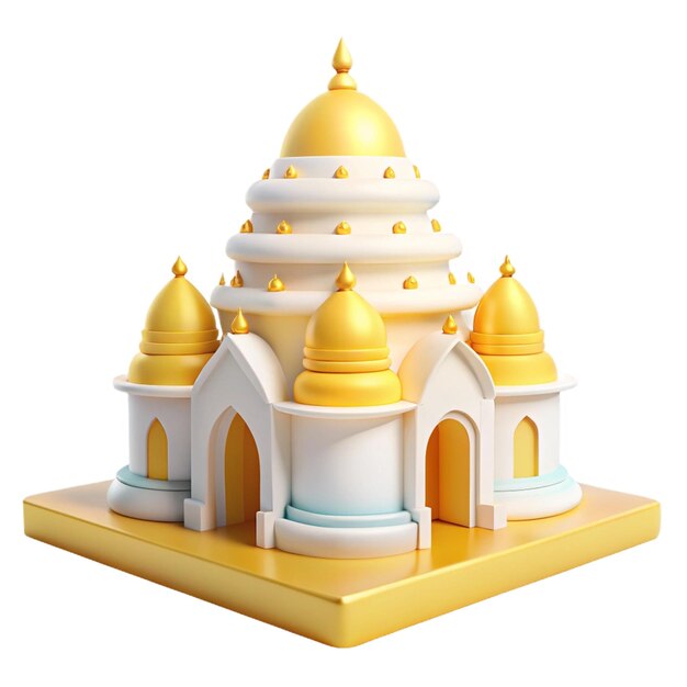 a model of a temple with a gold roof and a gold roof