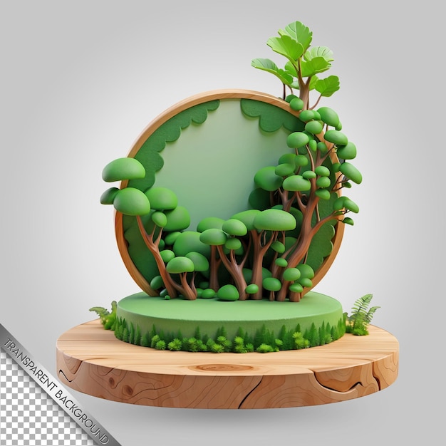 a model of a tree with a green plant on it