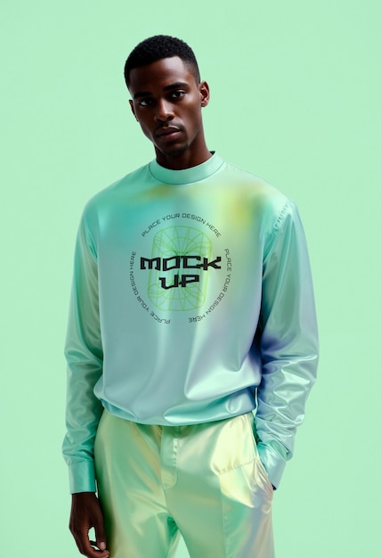 Model wearing cool apparel mockup