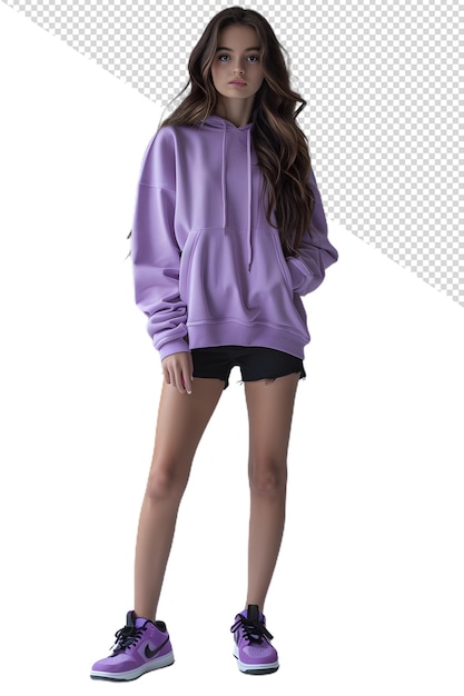 PSD a model wearing a purple sweater with a long sleeved top and a purple top