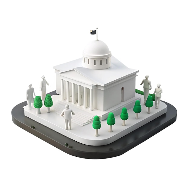 a model of a white building with a white dome on top