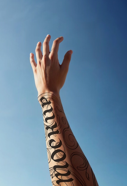 PSD model with arm tattoo  mockup