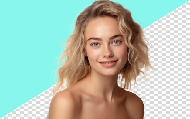 PSD a model with blonde hair and a blue eyes