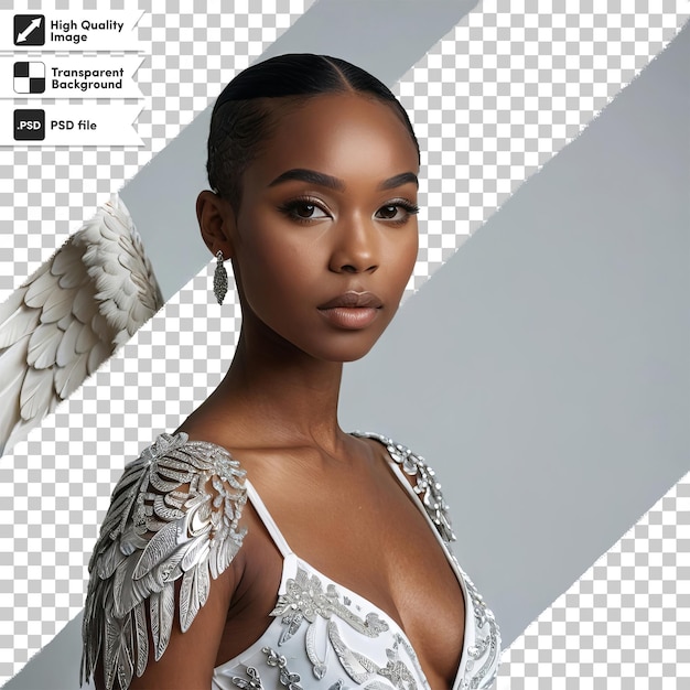 PSD a model with wings and wings is shown in an ad for a fashion brand