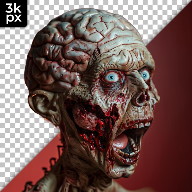 PSD a model of a zombie head with a skull on it