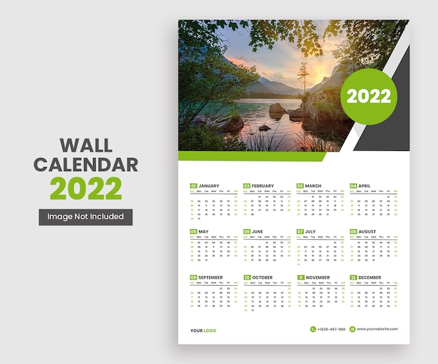 Modern 2022 wall calendar design print template