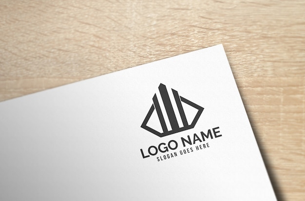 Modern 3D realistic paper logo mockup