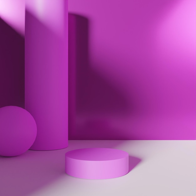 Modern 3D render empty pink podium on pink background