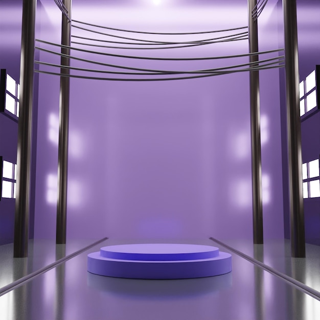 PSD modern 3d render purple podium on purple background high quality