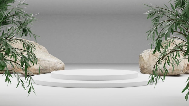 Modern 3D render white podium high quality render