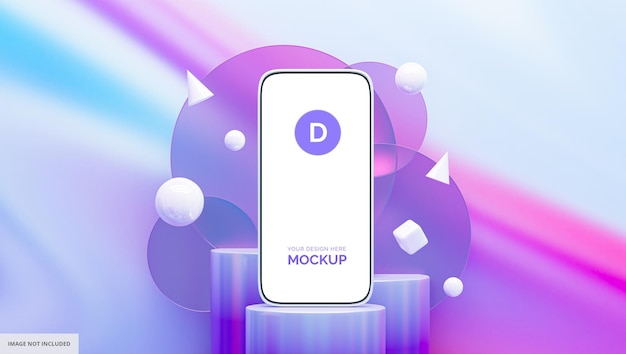 modern app mobile mockup on podium with abstract background