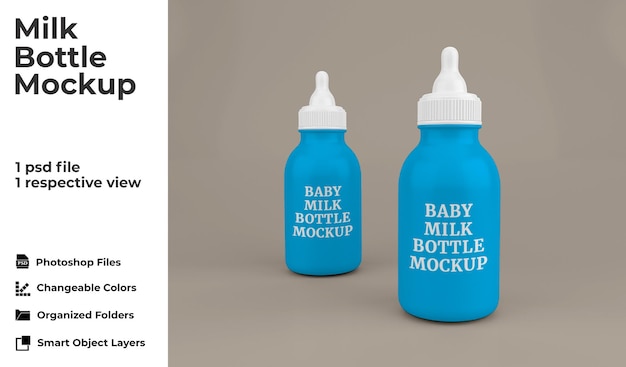 Modern baby milk bottle mockup template