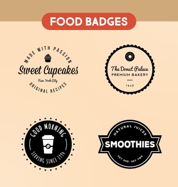 PSD modern badge logos for trendy bakery and coffee shops