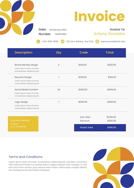 PSD modern bauhaus invoice