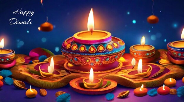 PSD modern beautiful colorful diwali bright background