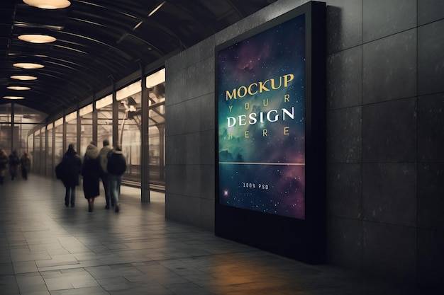 modern Billboard mockup in Airport or Subway Station