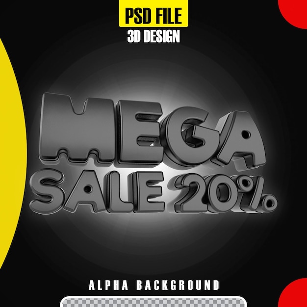 modern black 3d mega sale banner promotion 20 template