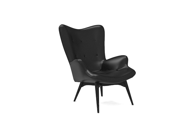 Modern black leather armchair isolated on white backgroundElements of architecture