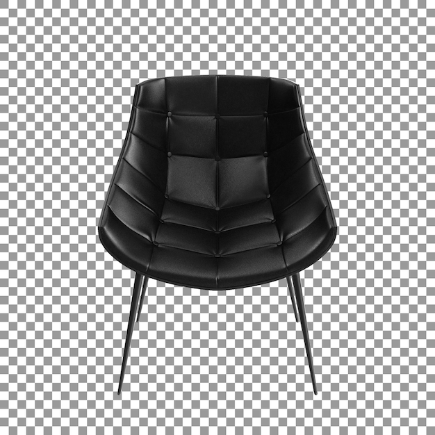 Modern black leather chair isolated on transparent background