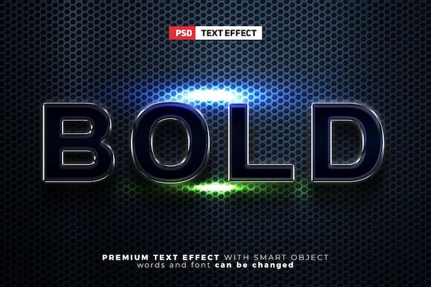 Modern black metal chrome bold 3d text effect mock up with black metallic background