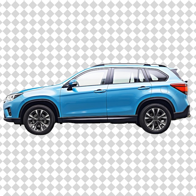 A modern blue SUV IIsolated on transparent background PSD file format