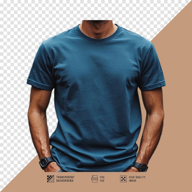 PSD modern blue tshirt mockup image without background hd quality