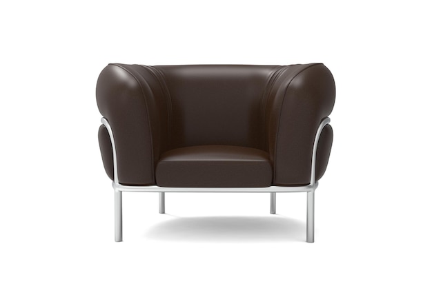 Modern brown leather armchair isolated on white backgroundElements of architecture Design template