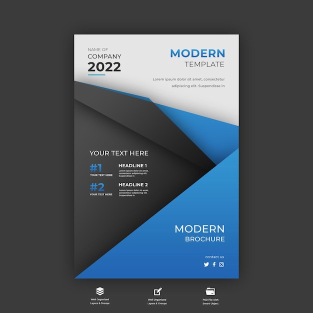 Modern business brochure template dark with blue theme