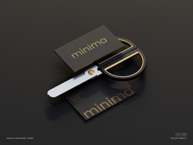 Modern Business Card Mockup decorated with fancy scissor