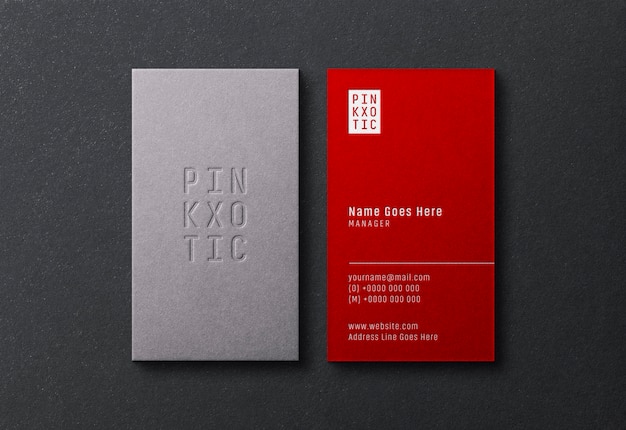 Modern Business Card Mockup with Pressed Print Effect