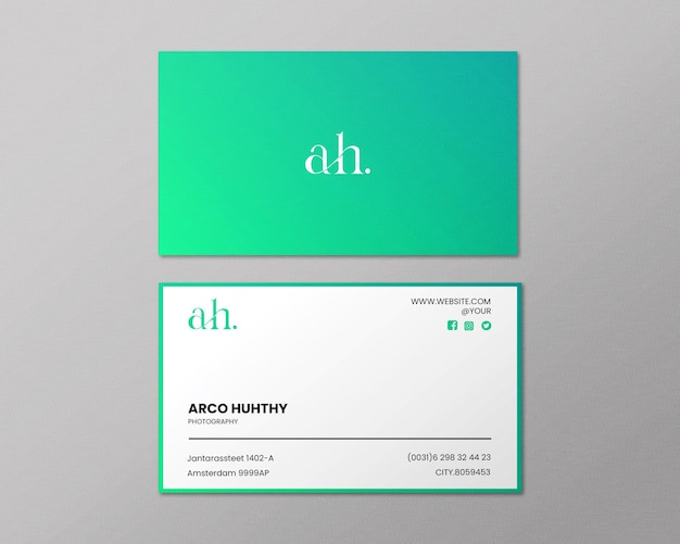 Modern Business Card Template Design with Gradient Color Back