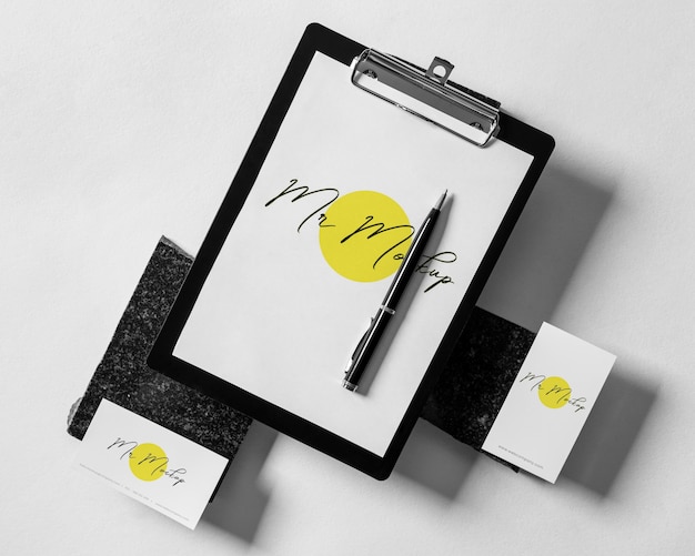 Modern business clipboard mock-up arrangement