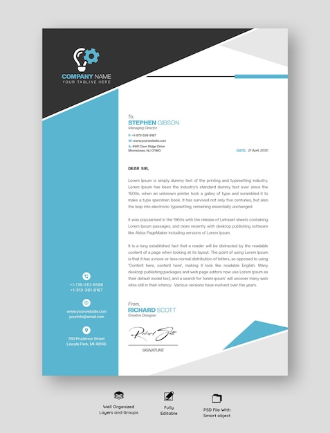 Modern business and corporate letterhead template