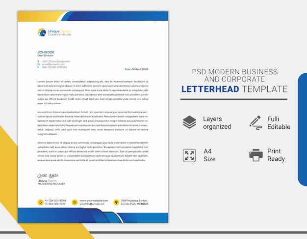 Modern business and corporate letterhead template