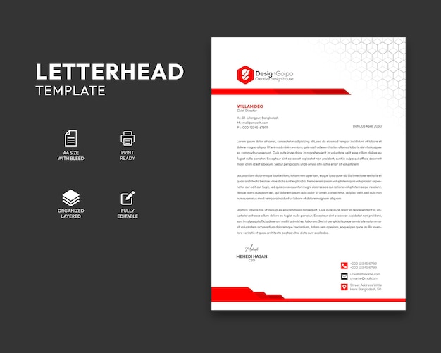 PSD modern business and corporate letterhead template