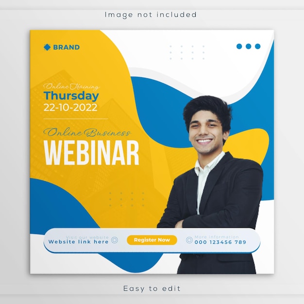 Modern business social media banner Digital marketing live webinar Instagram post design template